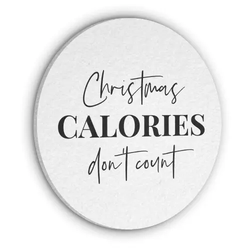 Kerst quote - Winter - Christmas calories - Wit Akoestische PET Vilt - Rond klein -3d