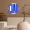 Ciao - Hoofdletters - Blauw - Minimalistisch Wandcirkel behangsticker klein -sfeer1