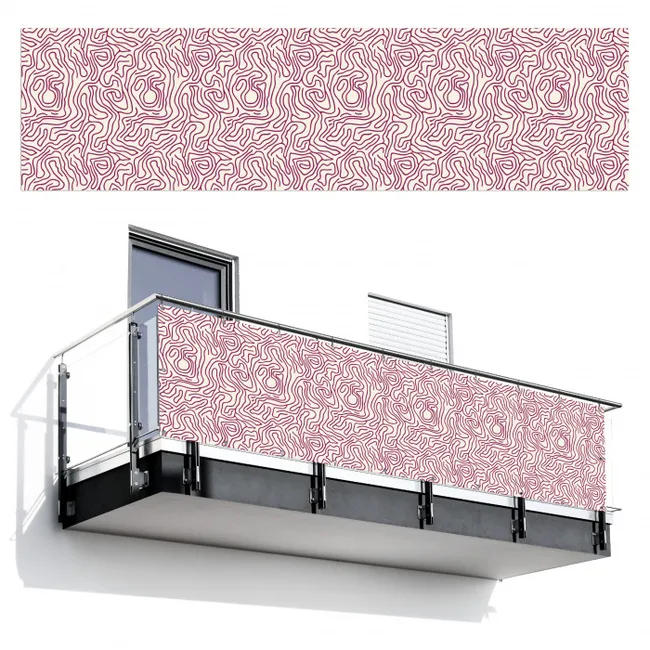 Balkonsichtschutz - Wickelleine - Magenta - Creme