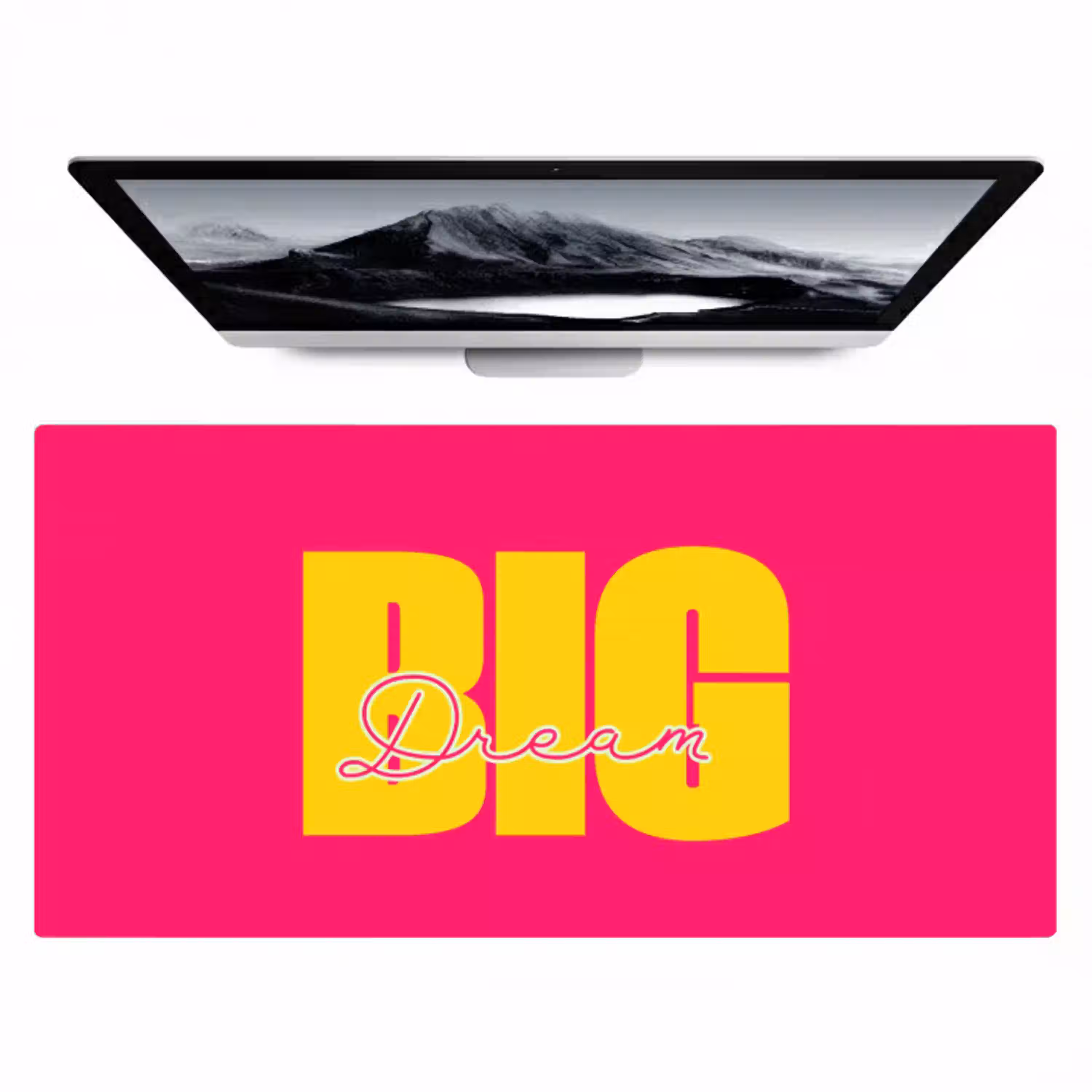 Dream big - Roze - Geel - Minimalistisch Muismat XXL klein -zzz3d