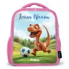Voetbal - Dino - Sport Kinderrugzak - Roze middel -3d