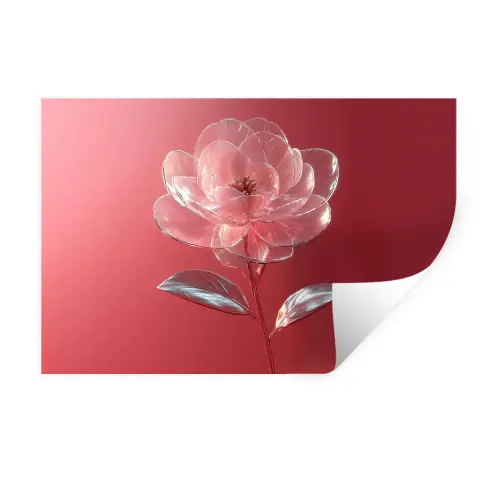 Sierlijk - Bloem - Roze - Glazen Muursticker klein -3d