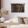 Leeuw - Dieren - Portret - Zwart - Luxe Wandkleed katoen klein -sfeer1