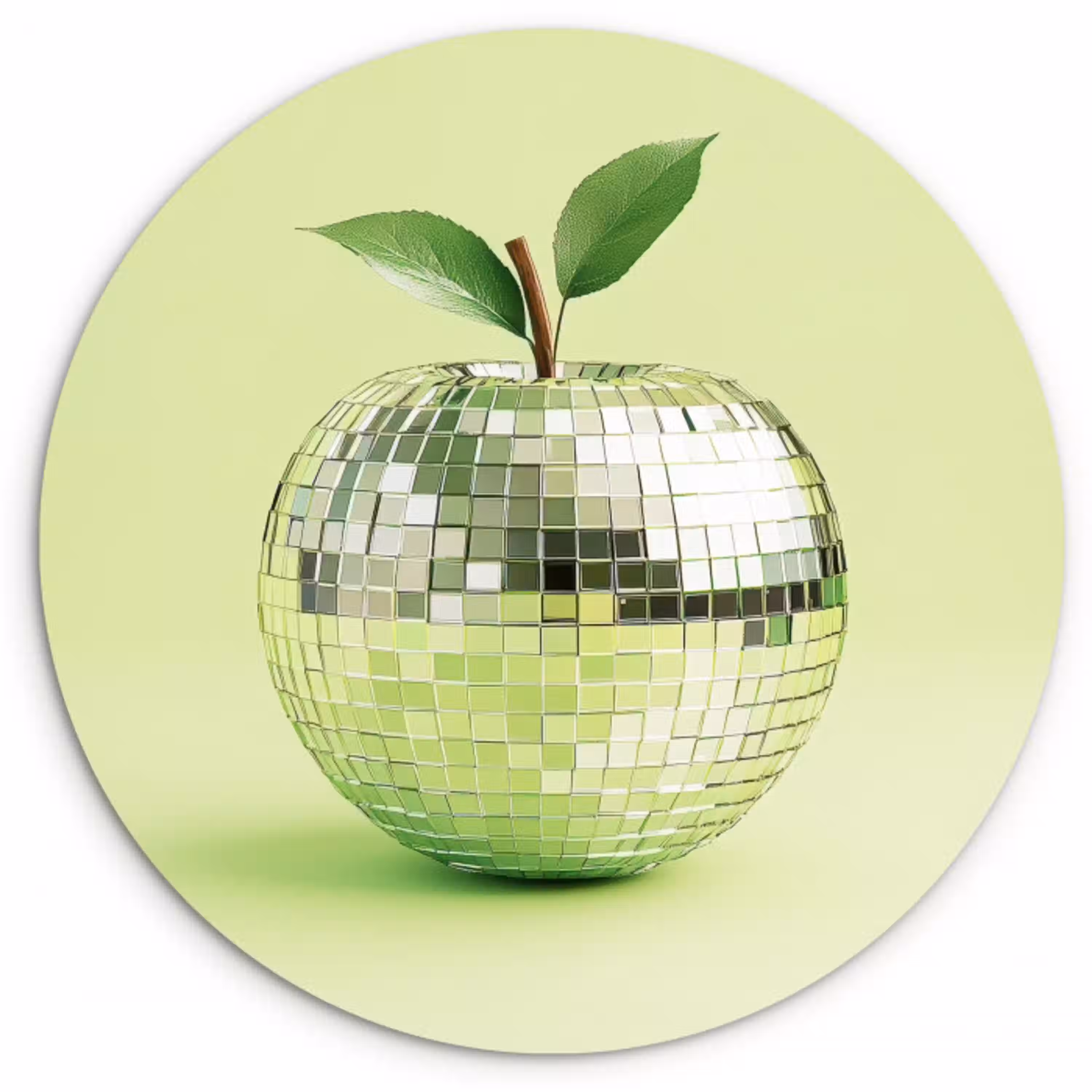 Groen - Disco - Decoratie - Appel Wandcirkel kunststof plaat 5mm dik klein -3d