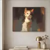 Kat - Geschilderd - Artistiek - Wit Textielframe zwart klein -sfeer2