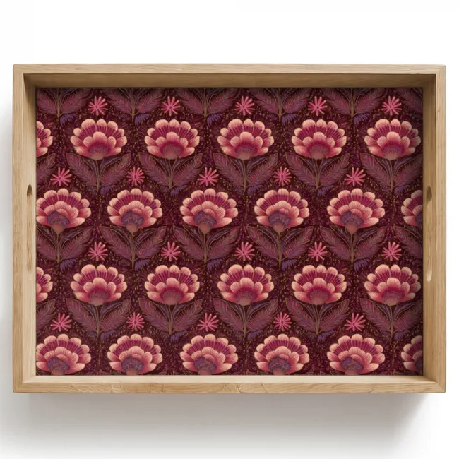 Dienblad - Bloemen - Waaier - Paars