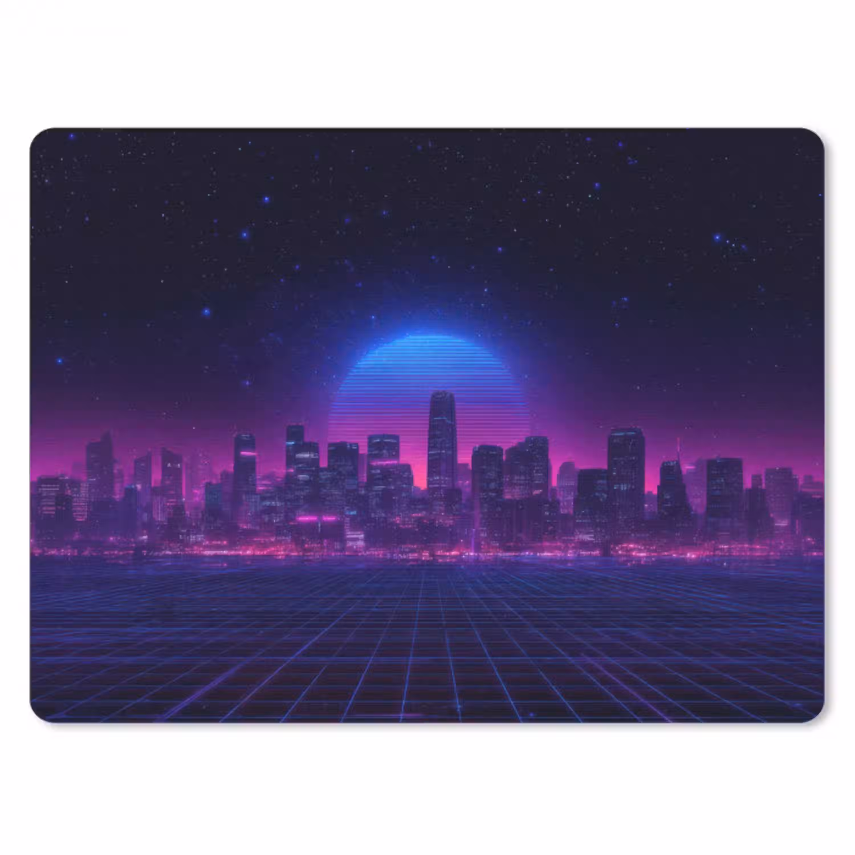 Skyline - Zon - Neon - Rasterpatroon muismat rubber klein -3d