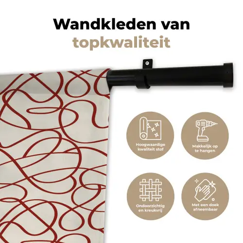 Lijnen - Abstract - Rood - Beige Wandkleed katoen klein 269 -sfeer2