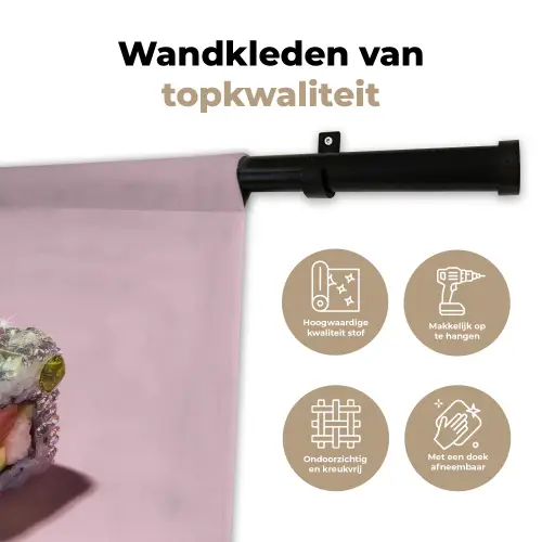 Sushi - Rolletjes - Steentjes - Kleurrijk Wandkleed katoen klein -sfeer2
