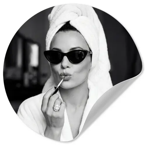 Zonnebril - Vrouw - Zwart - Wit Wandcirkel behangsticker klein -3d