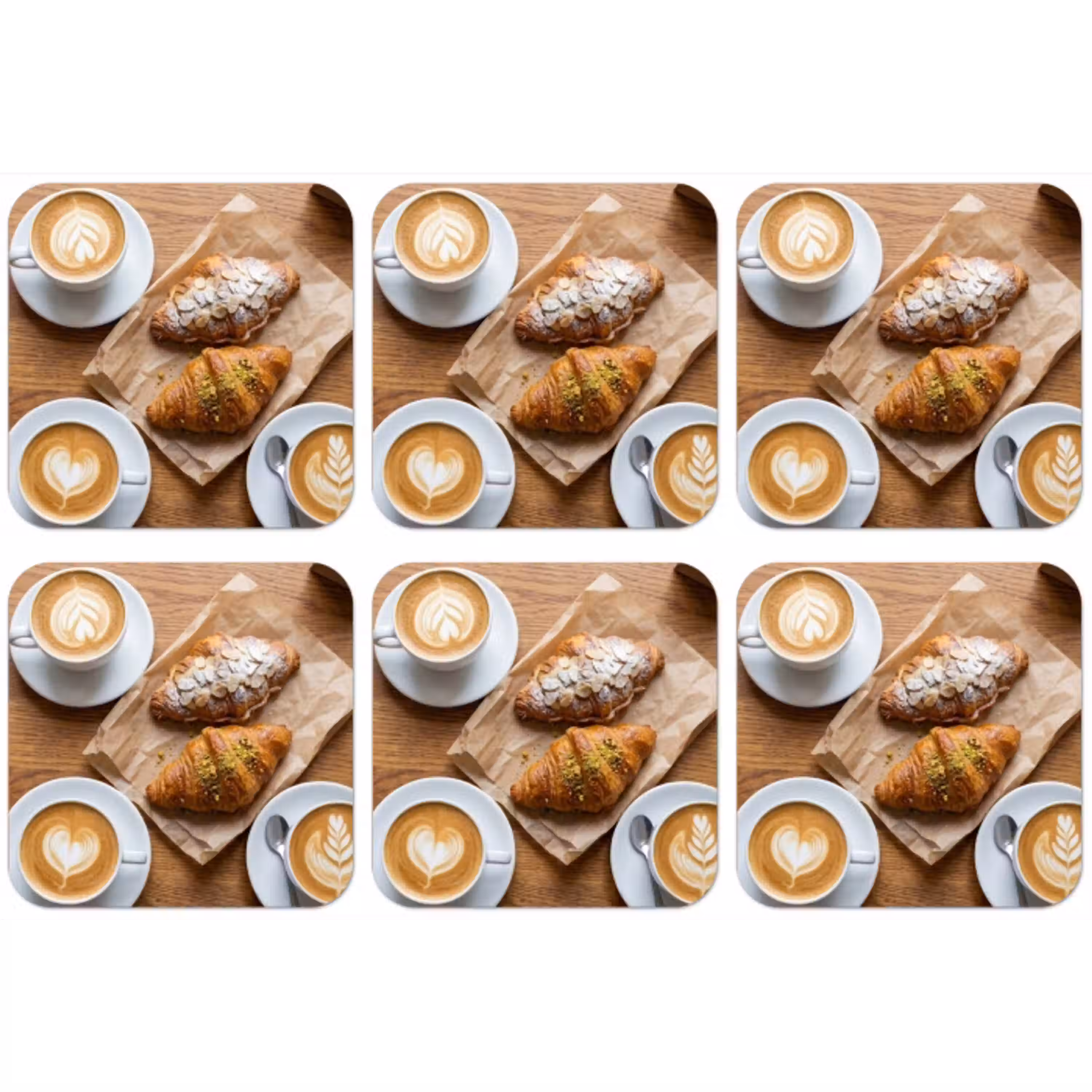 Eten - Croissant - Koffie - Ontbijt - Modern onderzetter kurk middel -zkaufland3dotto