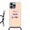 Moeder - Tekst - Hartje - Rood Hoesje iPhone 16 Pro Max met koord klein -3d