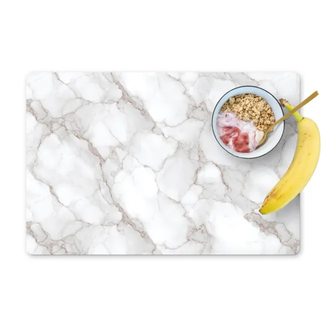 Placemat - 6 stuks - Wit - Marmer - Bruin