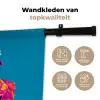 Bloemenkrans - Hagedis - Kimono - Paars Wandkleed katoen klein -sfeer2