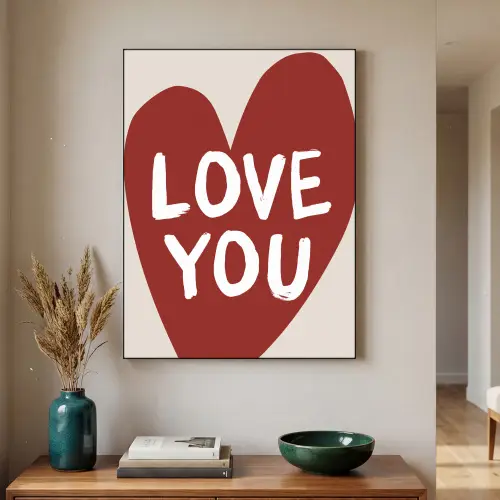 Loveyou - Hart - Rood Textielframe zwart klein -sfeer1