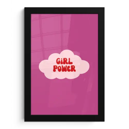 Girl power - Wolk - Roze fotolijst zwart zonder passe partout klein -3d