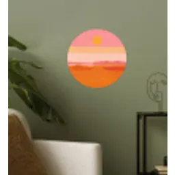 Zon - Abstract - Landschap - Oranje Wandcirkel behangsticker klein -sfeer2