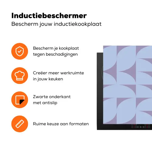 Blokken - Blauw - Paars - Patroon Inductie beschermer vinyl 3mm klein 276 -zzzzzzz-td-ups