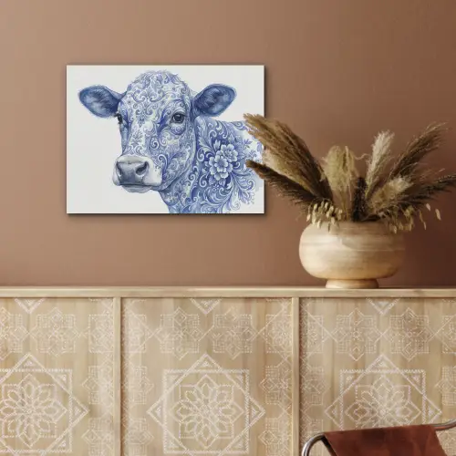 Illustratie - Koe - Blauw PET vilt klein -sfeer4