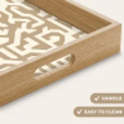 Modern - Abstract - Beige Dienblad Rechthoek middel 911 -USP_HandgreepEN