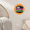 Hamburger - Oranje - Neon - popart Wandcirkel behangsticker klein -sfeer4