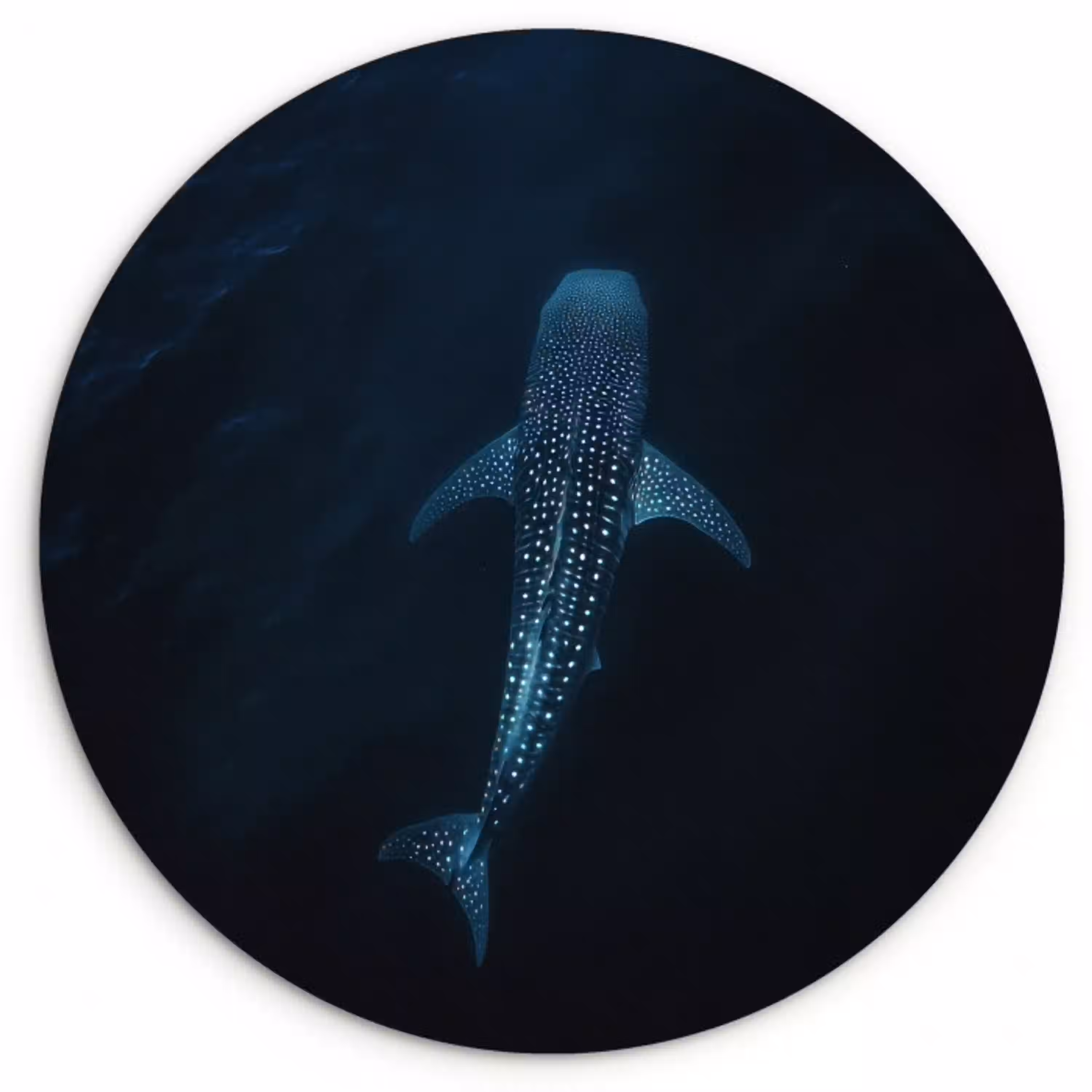Oceaan - Walvishaai - Donkerblauw - Vlekken Wandcirkel kunststof plaat 5mm dik klein -3d