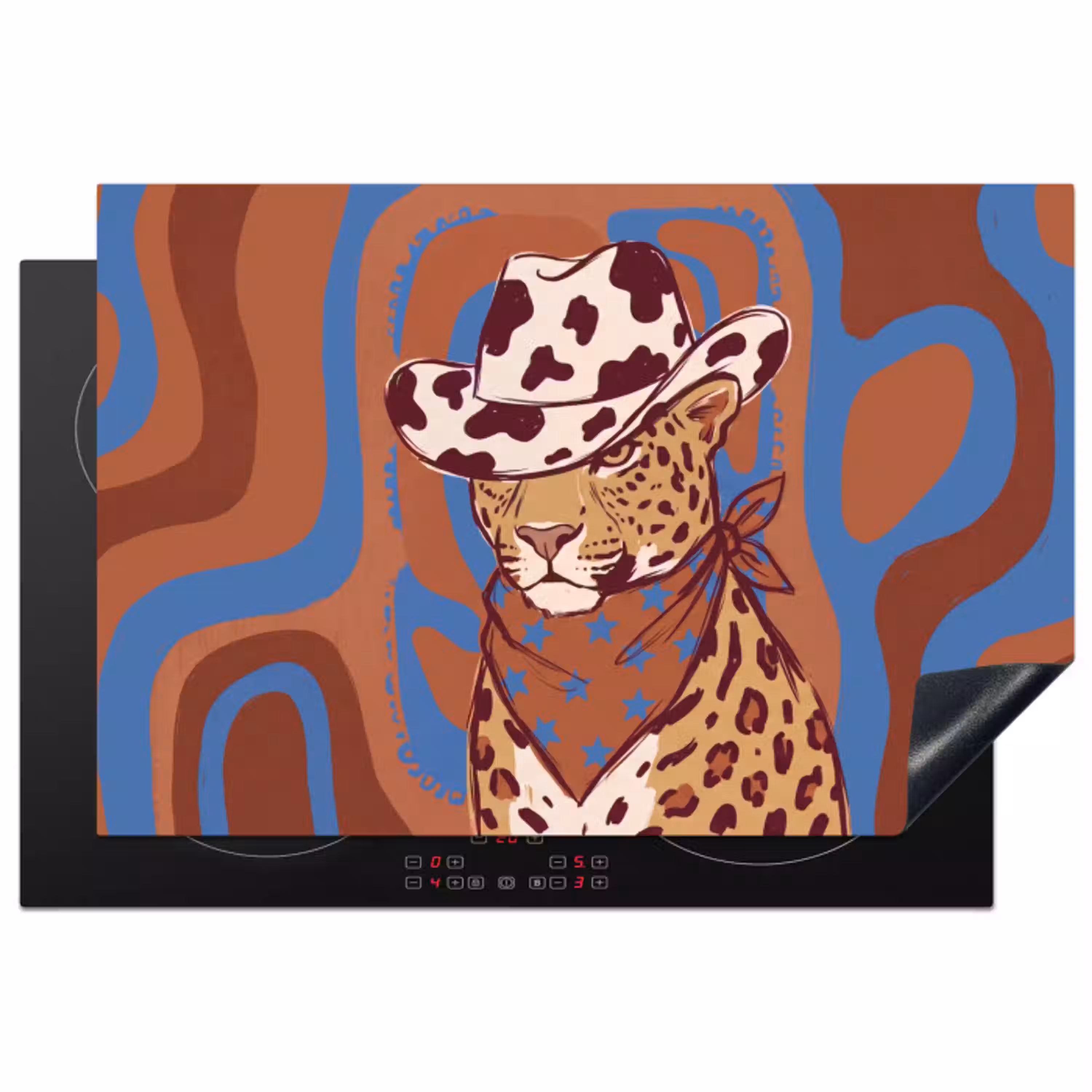 Dieren - Cowboyhoed - Modern - Illustratie - Bruin Inductie beschermer vinyl 3mm klein -3d