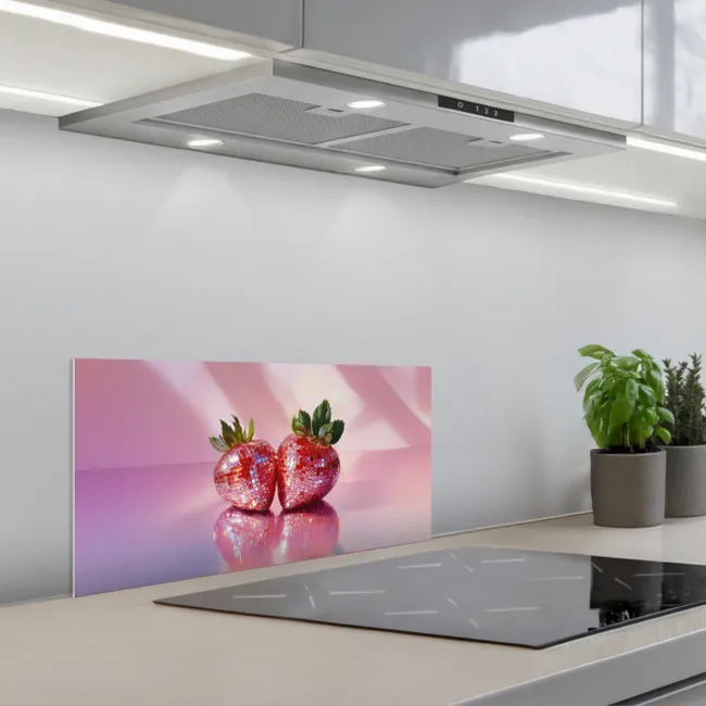 Disco - Fruit - Glitter - Strawberry keuken achterwand spatscherm klein -3d_schuin