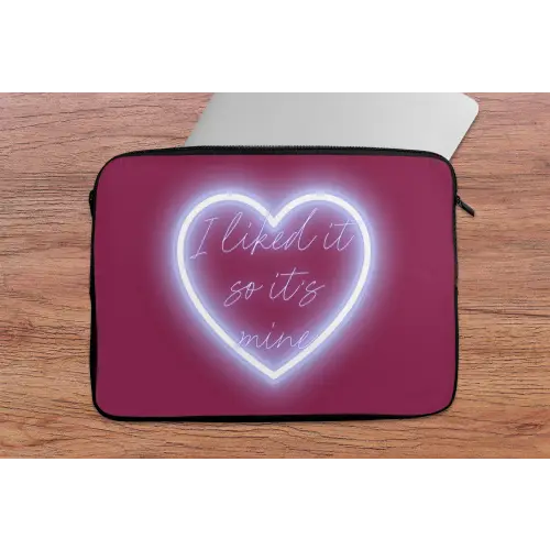 I liked it so it's mine - Neon hart - Roze laptophoes neopreen klein -tafel