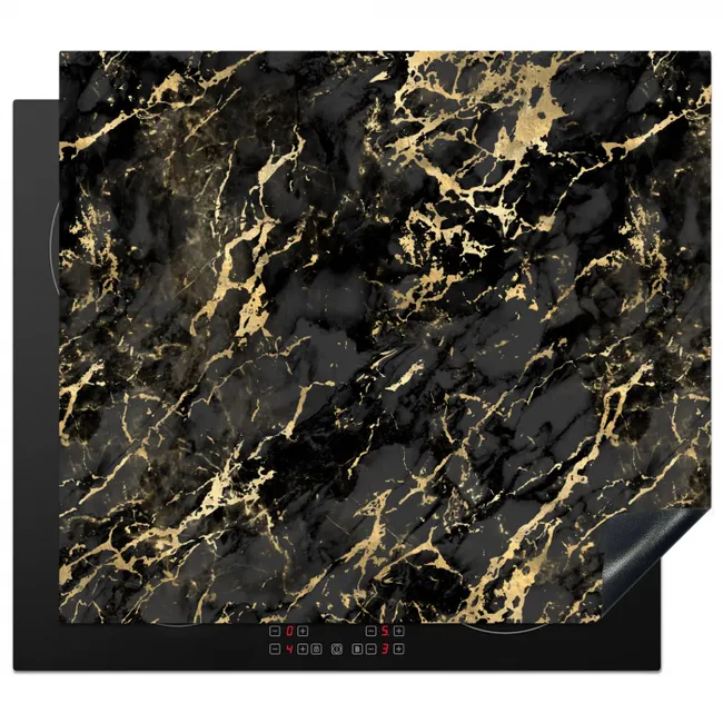 Marmer - Zwart - Goudstructuur Inductie beschermer vinyl 3mm middel 274 -3d