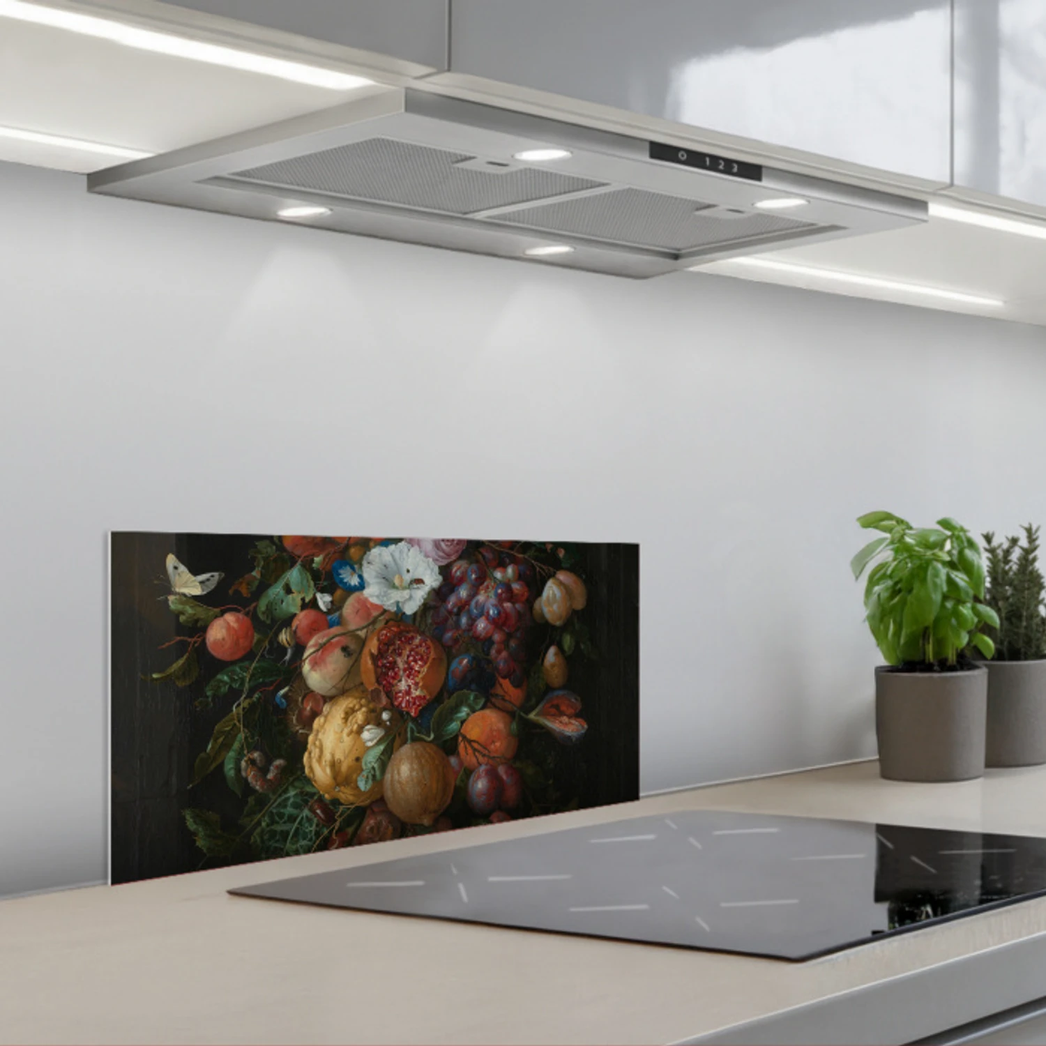 Festoen van vruchten en bloemen - Schilderij van Jan Davidsz. de Heem keuken achterwand spatscherm klein -3d_schuin