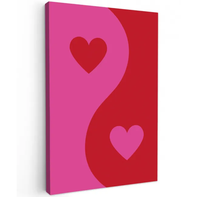 Minimalistisch - Rood - Roze - Hartjes canvas 2cm klein -z3d