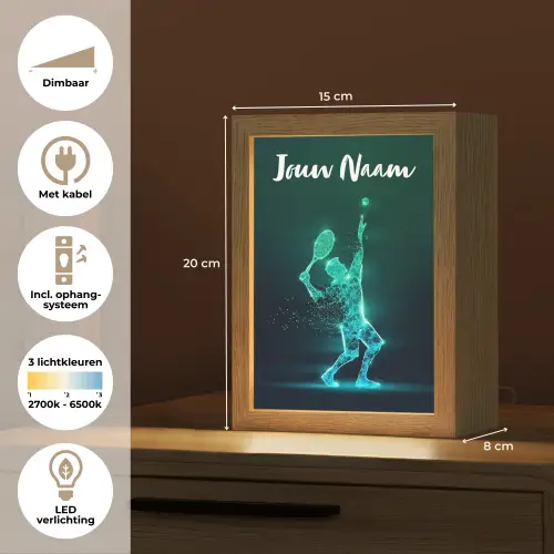 Tennis - Futuristisch - Sport - Neon Light Box met kabel (Kinderlampje) klein -USP_NL