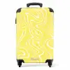 Gele achtergrond met abstracte witte lijnen NBS - Handbagage koffer - Kinderen Unisex middel -productfoto_recht