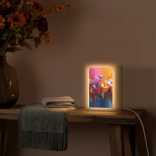 Fantasiebloemen - Verf - Speels Light Box met kabel (Tafellamp) klein -sfeer4
