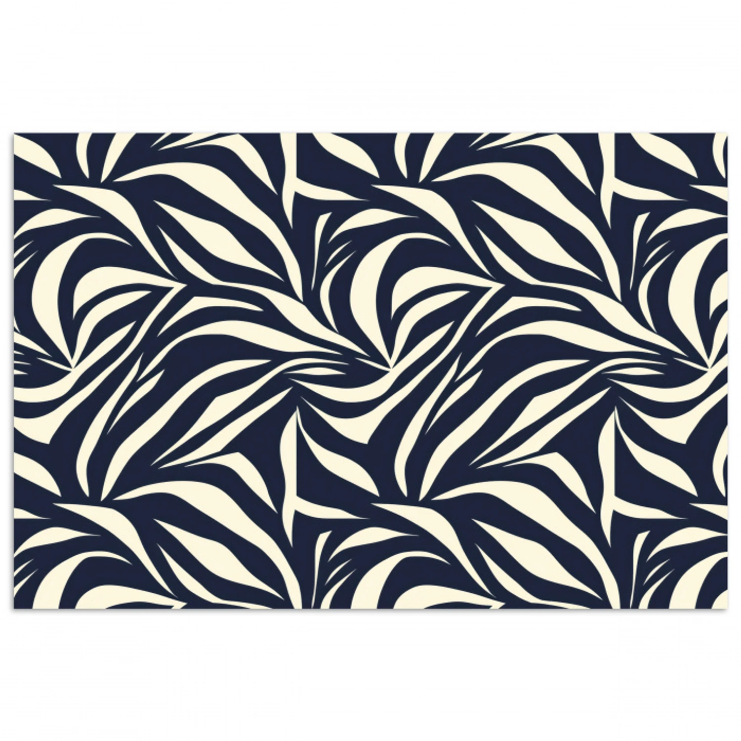 Bladvormen - Blauw - Patroon - Wit poster papier klein 62 -3d