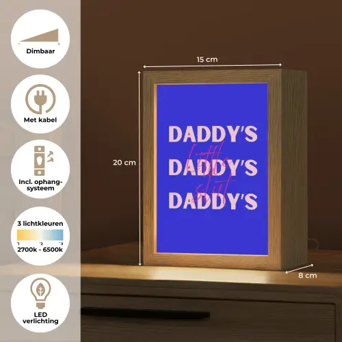 Blauw - Daddy's - Blokletters Light Box met kabel (Tafellamp) klein -USP_NL
