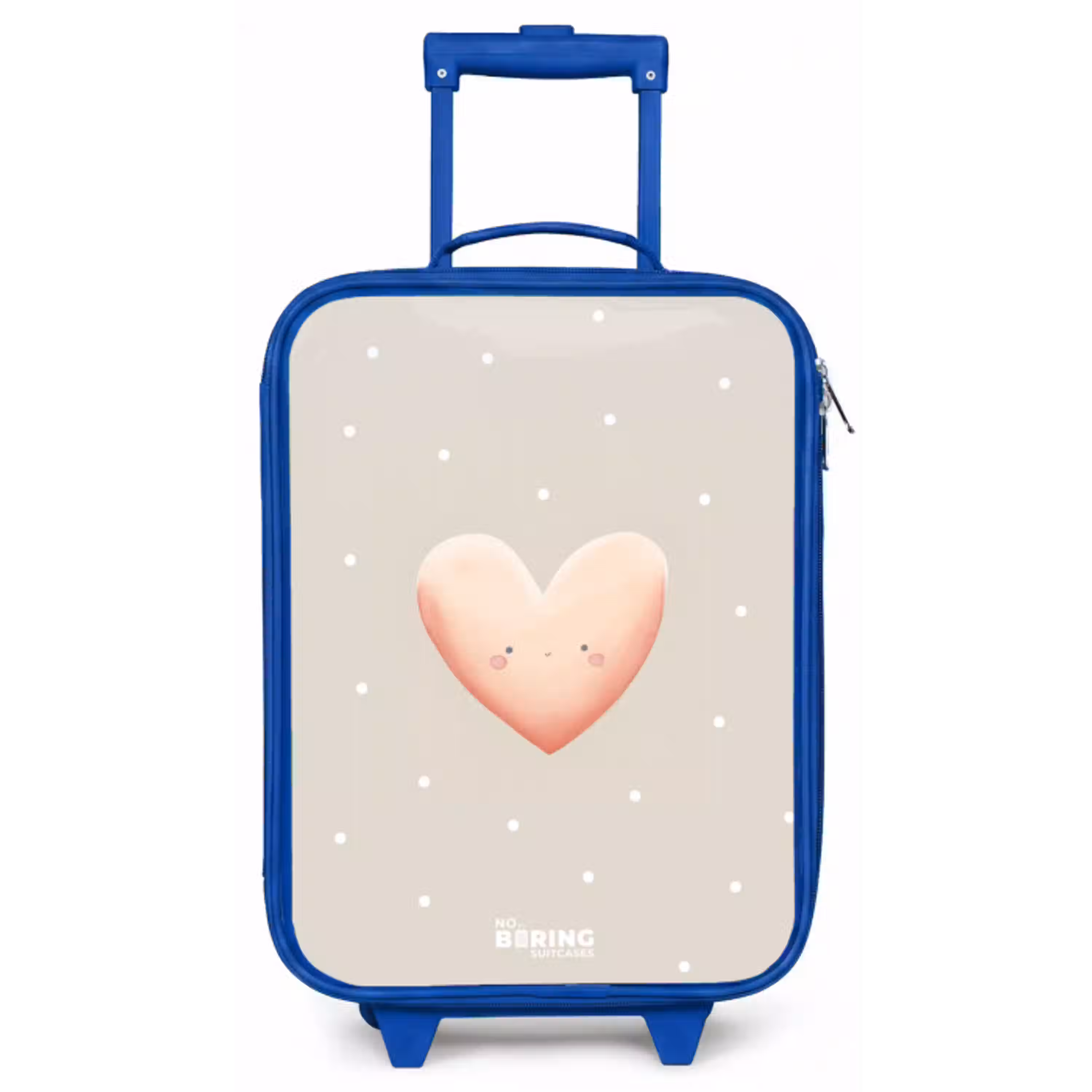Roze hart omringd door beige stippen Kinderkoffer - Blauw klein -zz3dotto