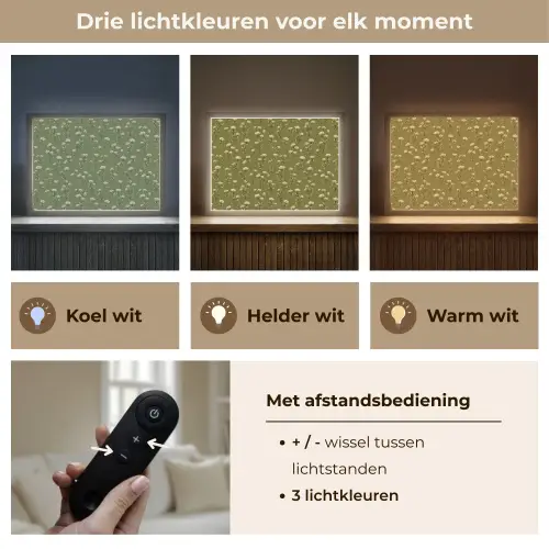 Landelijk - Bloemen -  Groen Light Box met batterij (Wandlamp) middel 907 -USP_lichtkleurNL
