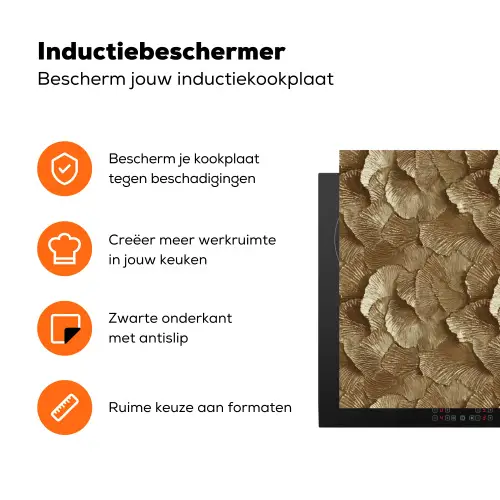 Organisch - Patroon - Bladeren - Goud Inductie beschermer vinyl 3mm klein 276 -zzzzzzz-td-ups