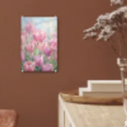 Tulpen - Veld - Lente - Roze plexiglas 5mm klein -sfeer5