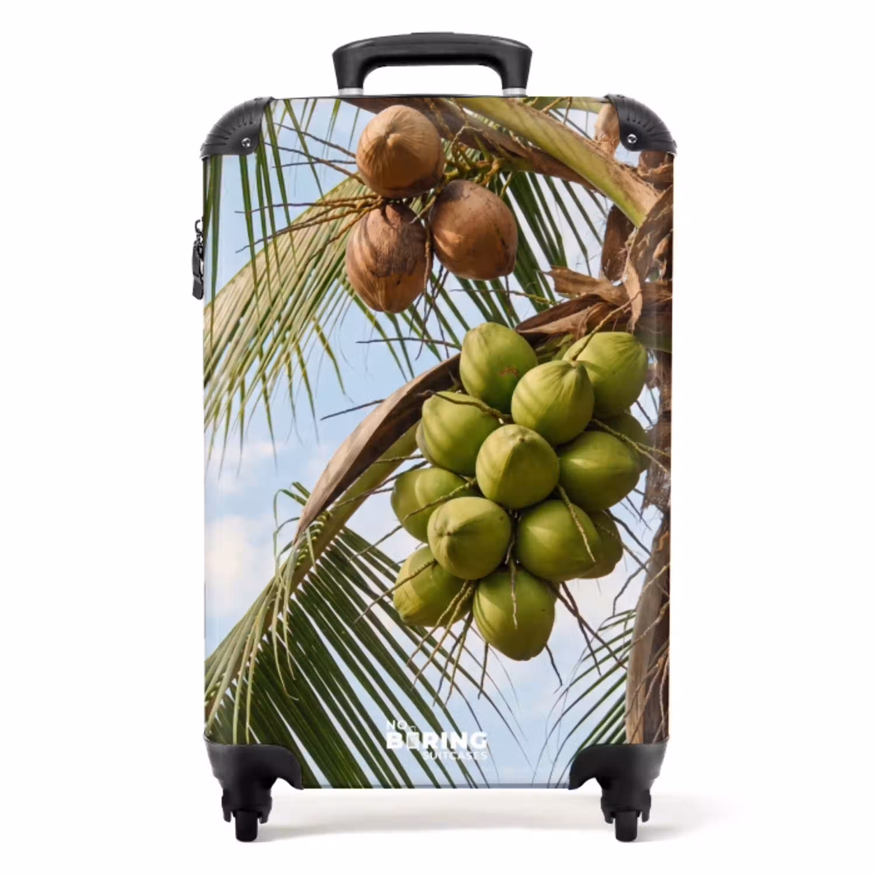 Kokosnoot - Boom - Tropisch - Natuur - Groen NBS - Handbagage koffer - Volwassenen Unisex middel -productfoto_recht