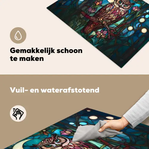 Uil - Mozaïek - Maan - Nacht Inductie beschemer met haakjes klein -ky-schoon-nl