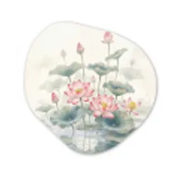 Aquarel - Lotusbloemen - Kleurrijk Wandcirkel Organisch Aluminium middel -3d