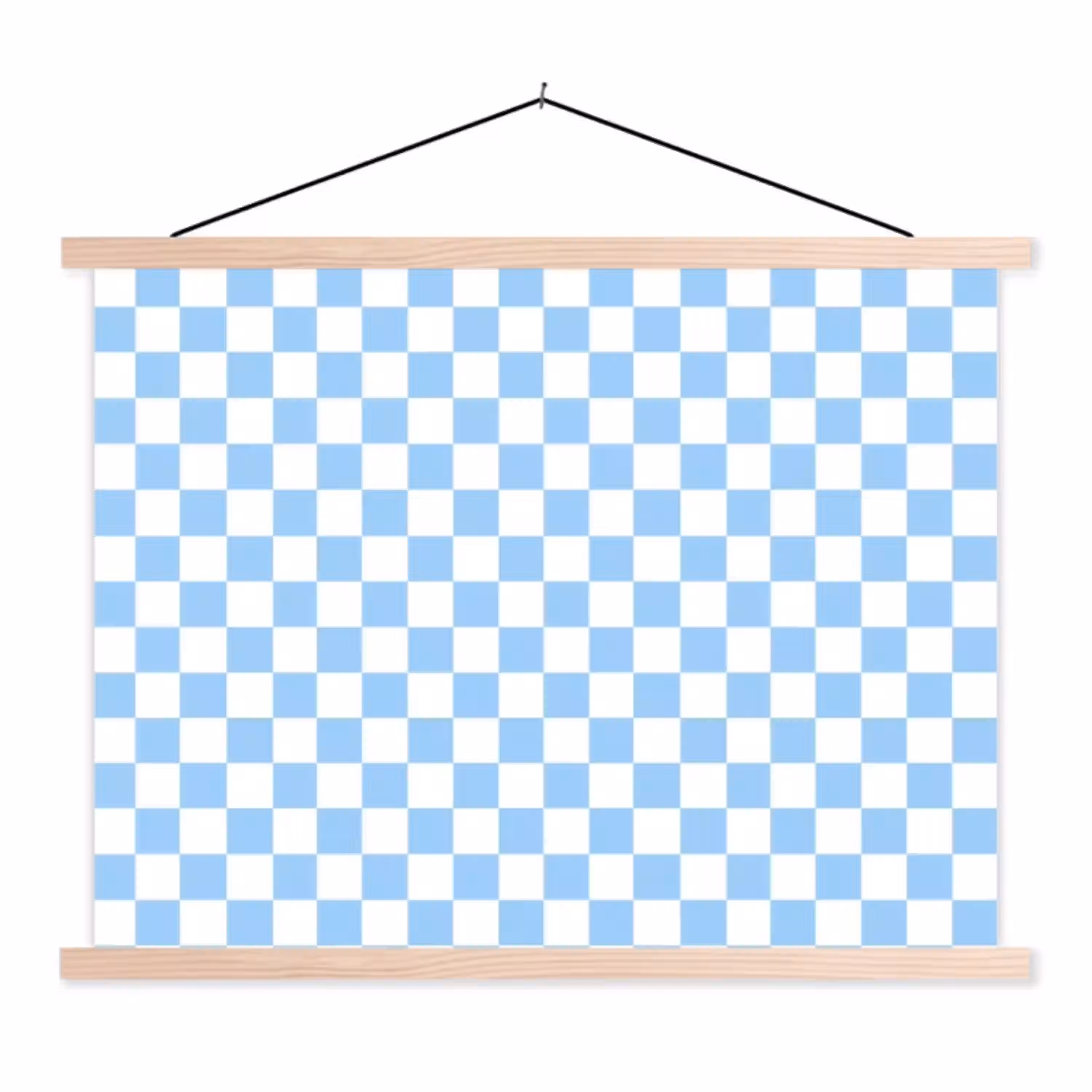 Schaakbord - Klassiek - Blauw textielposter latten blank klein 122 -3d