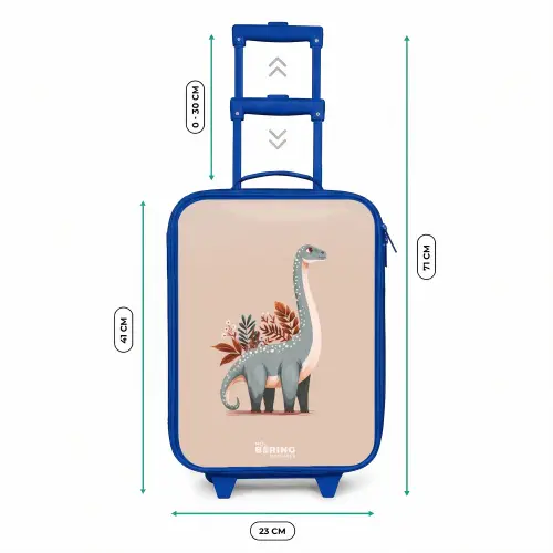 Blauwe dinosaurus op een beige achtergrond Kinderkoffer - Blauw klein -productfoto_formaten