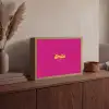 Smile - Stippen - Geel - Smiley - Roze Light Box met batterij (Wandlamp) middel -sfeer2