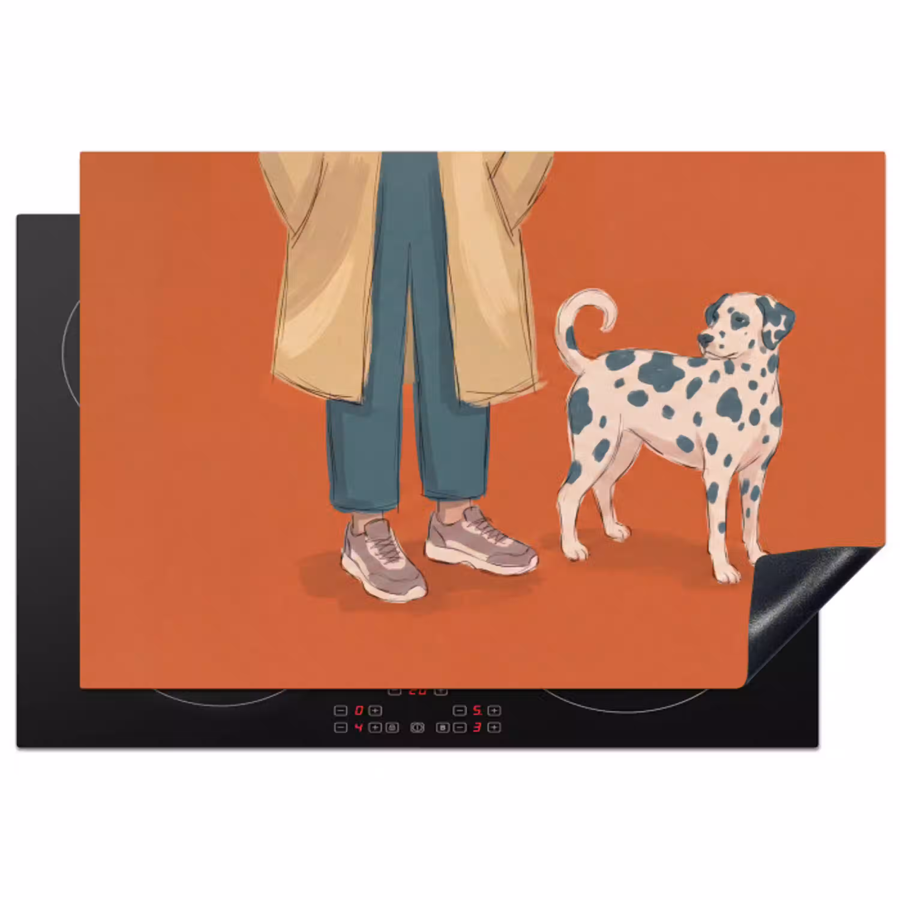 Persoon - Hond - Dieren - Illustratie - Modern Inductie beschermer vinyl 3mm klein -3d