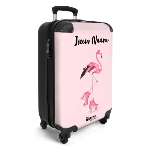 Roze rollerflamingo NBS - Handbagage koffer - Kinderen Unisex middel -productfoto_3d