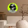 Vrouw - Sterrenhemel - Groen Wandcirkel behangsticker klein -sfeer1